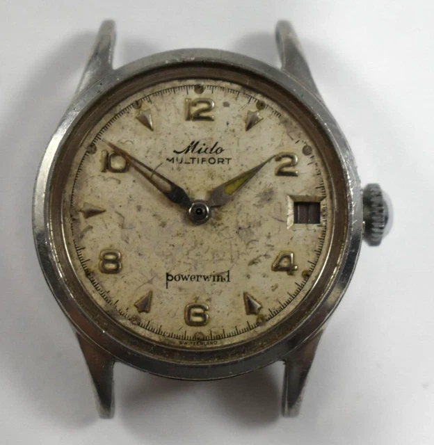 Vintage Mido Powerwind Multifort Automatic Date 17J 0917PC Watch Runs lot.25