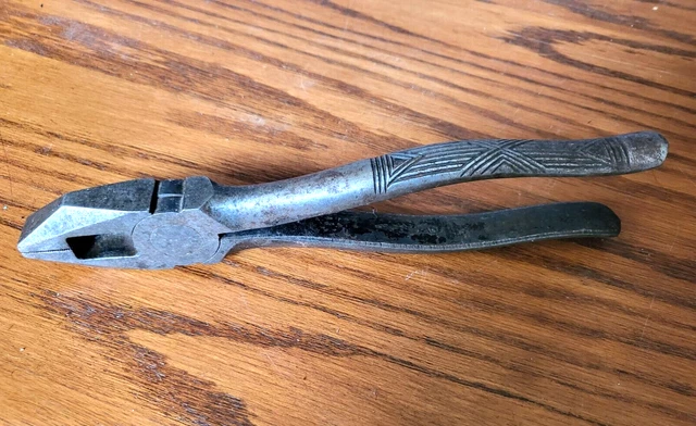 Vintage 1930s Kraeuter Hy-Power I801-8-1/2 Lineman Pliers Side Cutter Hand Tool