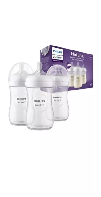 Philips Avent Natural Response Baby Bottle - 3 x 260ml Baby Milk Bottle for