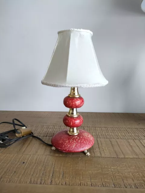 Lampe de Chevet Pierre Rouge Et Couleur Or - Vintage