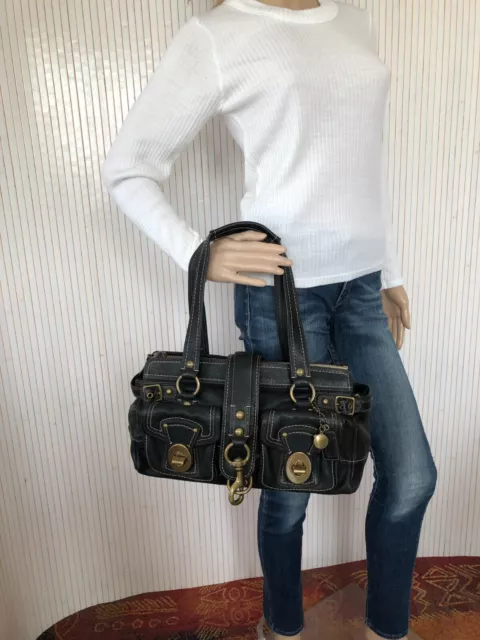 Sac Coach en cuir Noir Poches multicolores