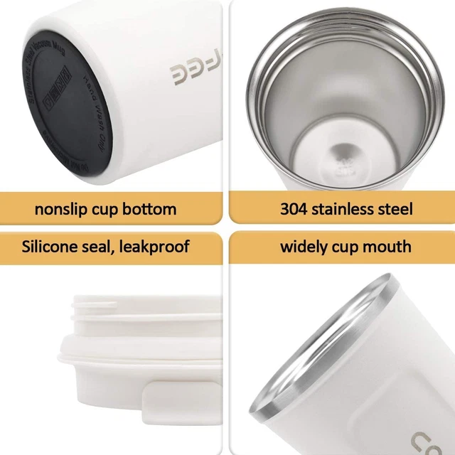 12 Oz Stainless Steel Vacuum Insulated Tumbler - Coffee Travel Mug Spill Proof w 2