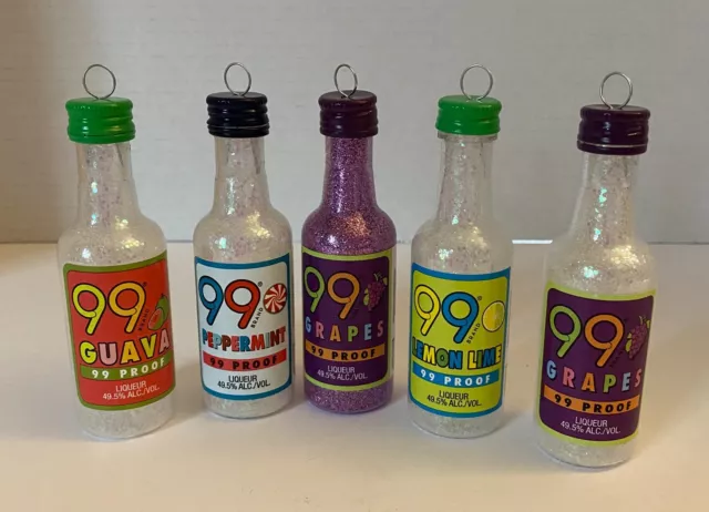 Set of 5  Shot Bottle 99 Proof Handmade Ornaments