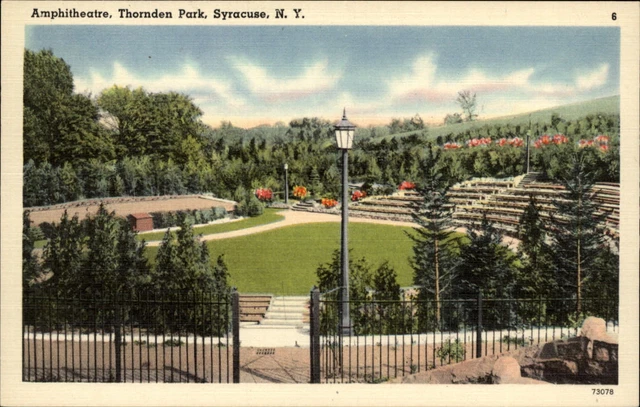 Amphitheatre Thornden Park Syracuse New York ~ 1930s linen postcard