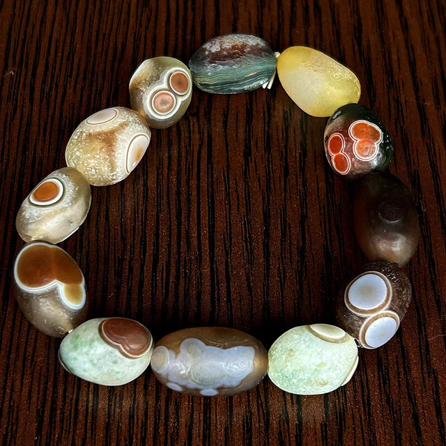 Rare China Inner Mongolia Gobi Eye Agate Bead Bracelet 12MM