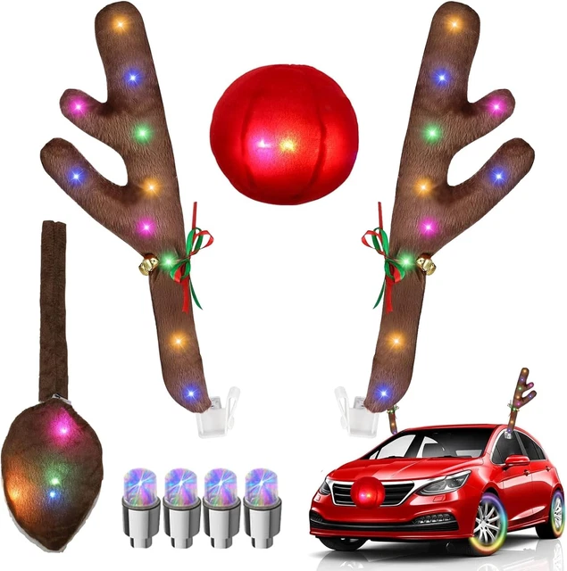 Decorazioni Natalizie Per Auto, Corna Di Renna E Naso, Kit Di Decorazioni Natalizie Per Auto Suv Furgoni~p138367568