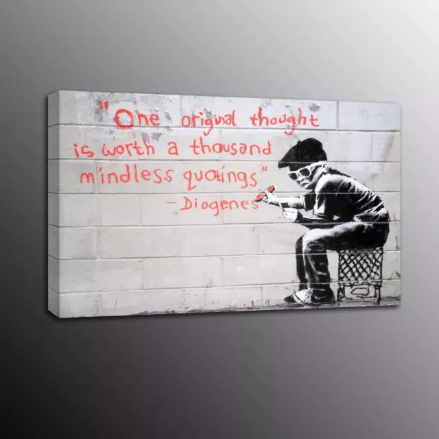 Banksy Art Canvas Print Street Art Picture Wall Painting Boy Home Decor-Framed