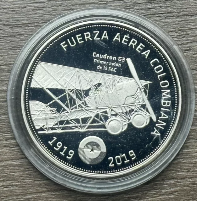 Colombia Air Force Colombiana 10000 Pesos Commemorative coin box 2019 Proof COA