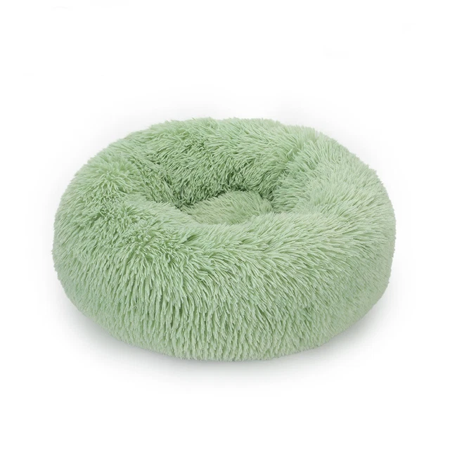 Super Fluffy Donut Pet Dog Cat Plush Bed Warm Soft Calming Bed Sleeping Nest