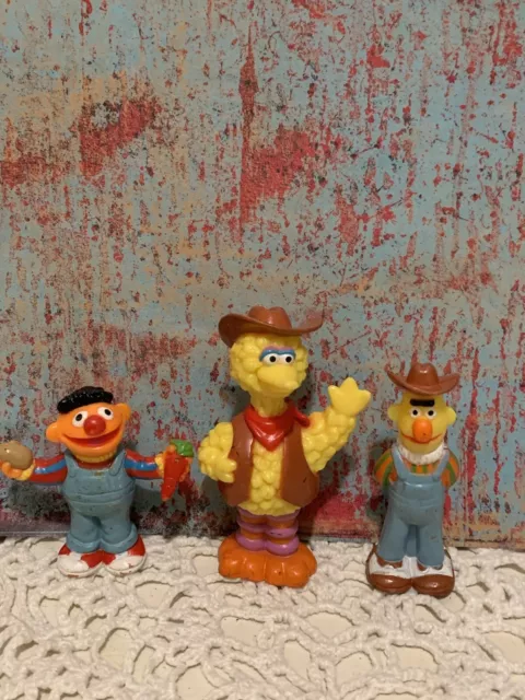 Vintage Sesame Street Henson PVC Figures Muppets Bert Ernie Big Bird JHP western