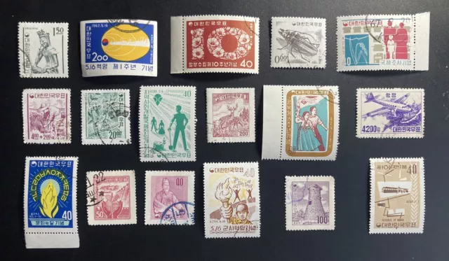 Korea: Lot Of 17 Diff. See Desc. Used. Issued 1956 thru 1966 lot # B07-041701