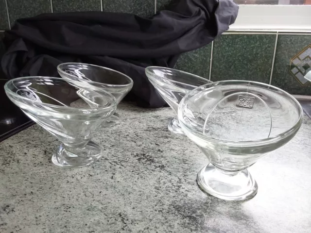 Set Of 4 Carte D'or Glass Ice Cream/dessert Dishes/bowls