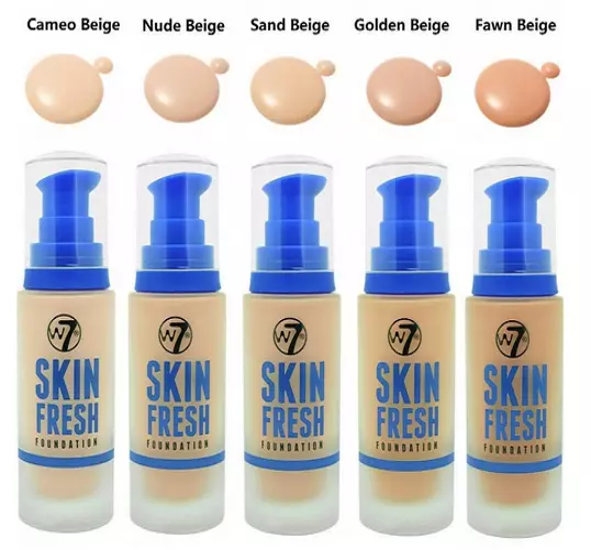 W7 Skin Fresh Face Liquid Foundation Flawless Dewy Finish Naturally Long Lasting