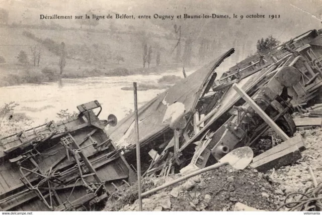 S5583 cpa 25 Déraillement sur la Ligne de Belfort entre Ougney et Baume les Dame