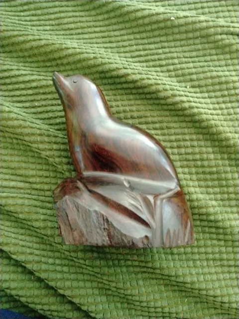 Hand Carved Ironwood Seal Sea Lion on Rock 6"