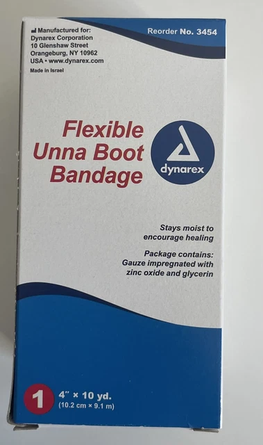 Bota Dynarex Unna vendaje flexible no estéril 4 pulgadas x 10 yardas - I rollo