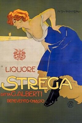 Poster Manifesto Locandina Bevanda Stampa Vintage Liquore Strega Digestivo Drink