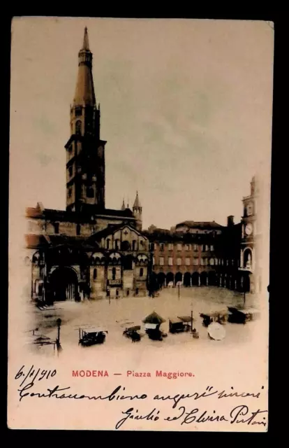 Cartolina Modena Piazza Maggior 1910 Italy Viaggiata X Roma Postkarte Postcard
