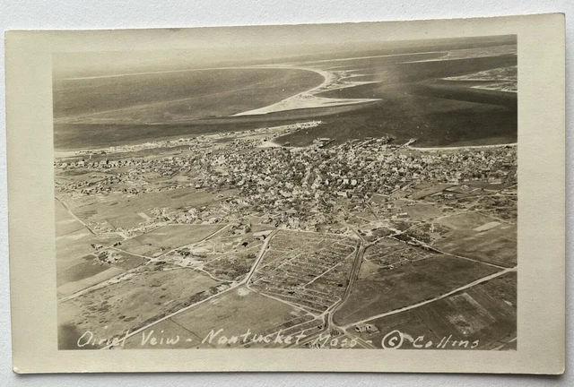 Nantucket Aerial View c1940 RPPC Massachusetts Vintage Real Photo Postcard