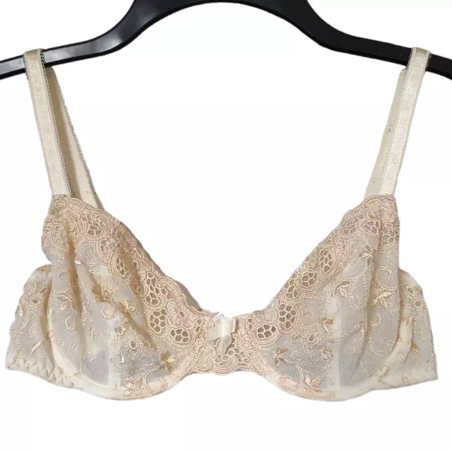 34B Vintage Angelie Bra Ivory Lace Underwire