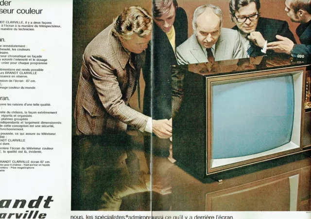 PUBLICITE ADVERTISING 115  1971  BRANDT CLARVILLE  téléviseur couleur  (2p)