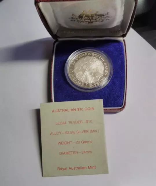 1982  Brisbane Commonwealth Games  $10 silver proof coin  ..947