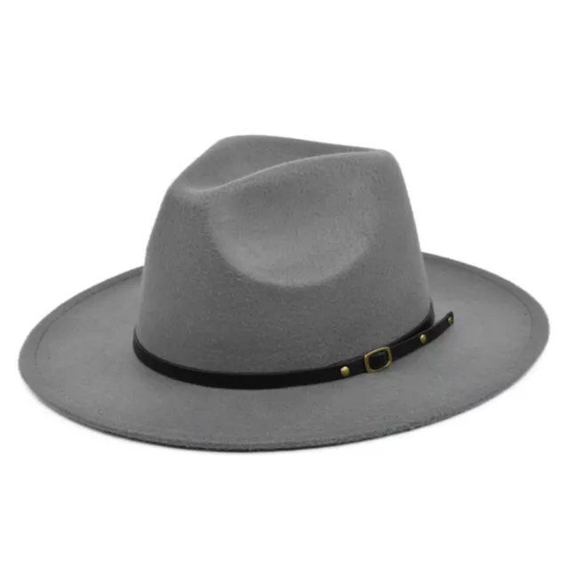 Wide Brim Wool Felt Fedora Panama Cowboy Girl Hat Casual Jazz Cap for men women