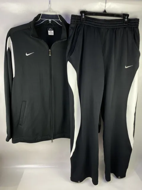 Nike DRI-FIT Basketball Track Suit Jacket + Pants Set Black White Rare - Size XL