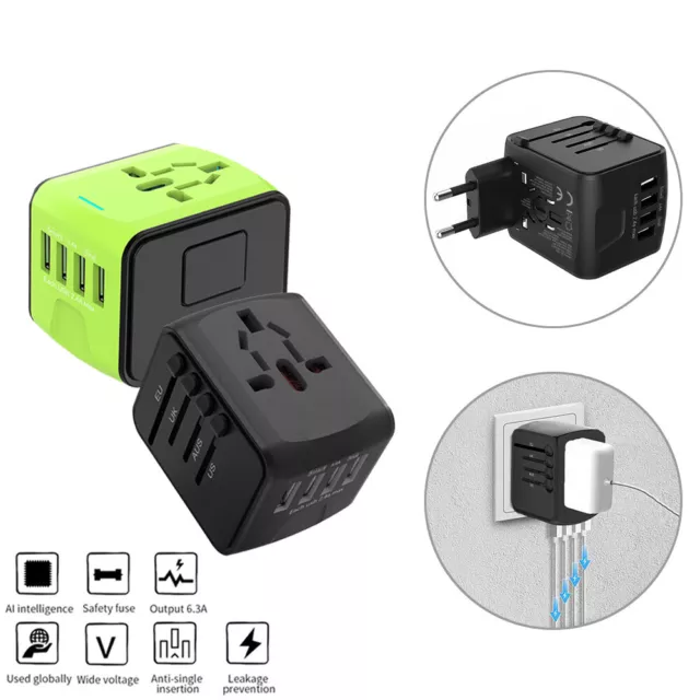 International World Wide Universal Multi Travel Plug Charger 4 USB Port Adapter