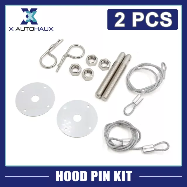 2 PCS RACING Style Metal Mount Hood Pin Pins Plate Bonnet Lock Kit for Car  Auto £9.89 - PicClick UK
