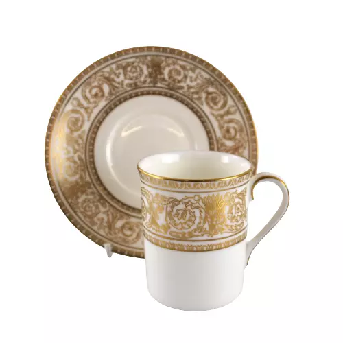 Royal Doulton Sovereign Demitasse Coffee Cup and Saucer Gold  & White H4973