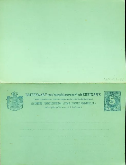 Suriname Unsued 5c Wpv Postal Briefpapier Karte Mit Antwort