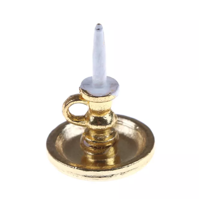 Dollhouse Miniature 1:12 Gold Single Candlestick Mini Candle Holders ToyYNOY F1