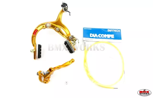 Genuine Dia-Compe MX1000 - MX121 Front Brake Kit Gold - Suits Old School BMX