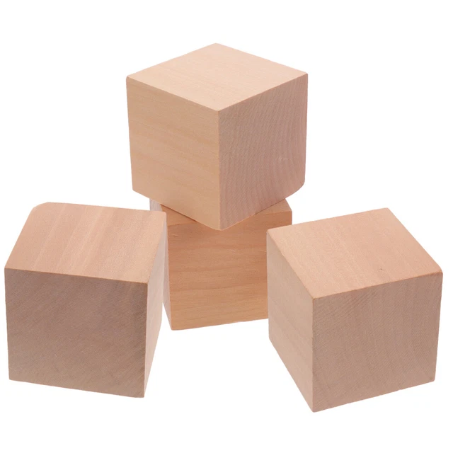 4 pcs Blocs carrés en bois