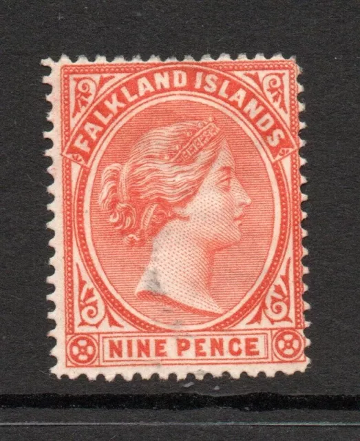 Falkland Islands. 9 d pale reddish-orange,   SG 35,  MH.,  1891 - 1902.