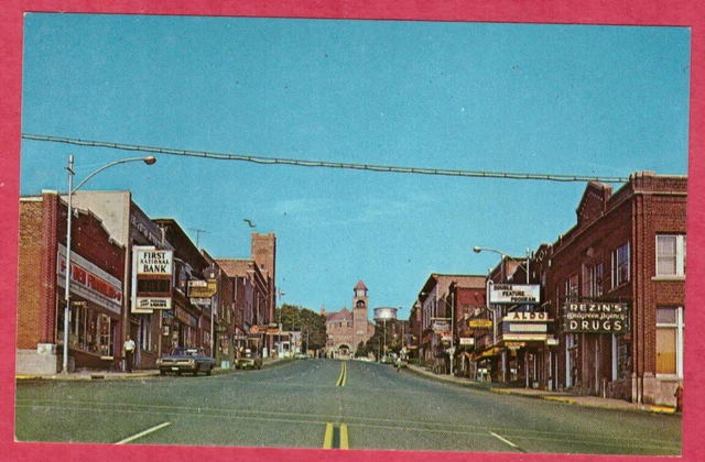 Crystal Falls Michigan Superior Ave scene PC 1980 City Hall MI Mich Iron County