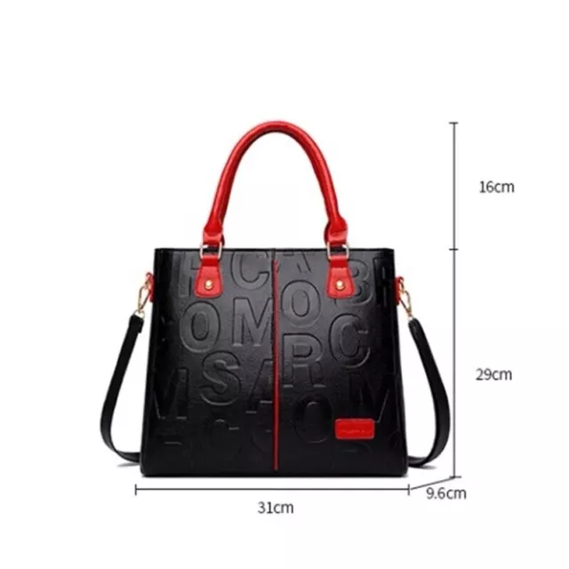 Ladies Fashion Solid Color Shoulder Large Capacity Soft Leather Cloth Letter Bag 3