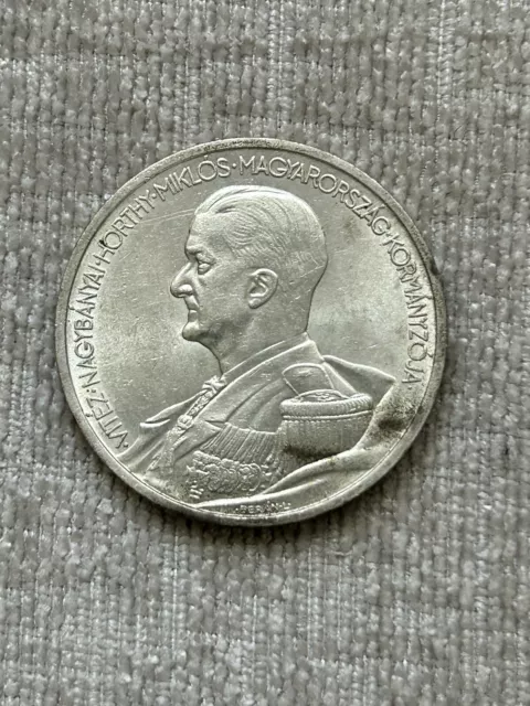 Hungary 1939 5 Pengo Silver Coin