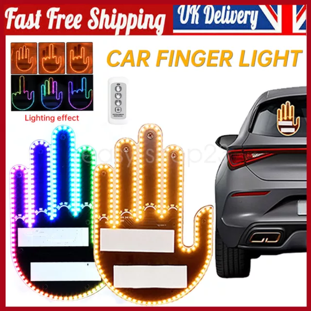 Finger Gesture Light with Remote LED Car Back Window Sign Hand