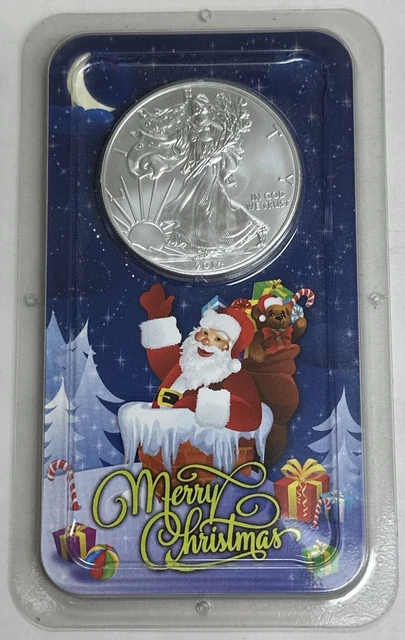 2014 American Silver Eagle in Merry Christmas Holder $1 Silver 1 Oz Coin (SG002)
