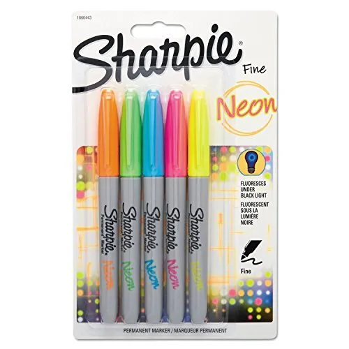 Sharpie Neon Permanent Markers Assorted 5/Pack 1860443