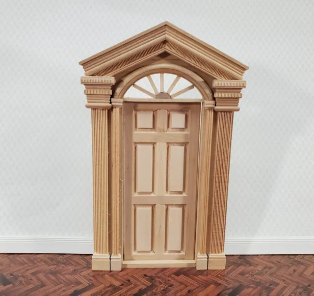 Dollhouse Exterior Door Large Fancy with Columns  1:12 Scale Miniature Fairy