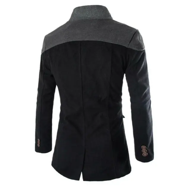 Mens Winter Woolen Long Jacket Trench Coat Double Breasted Warm Overcoat Outwear 6