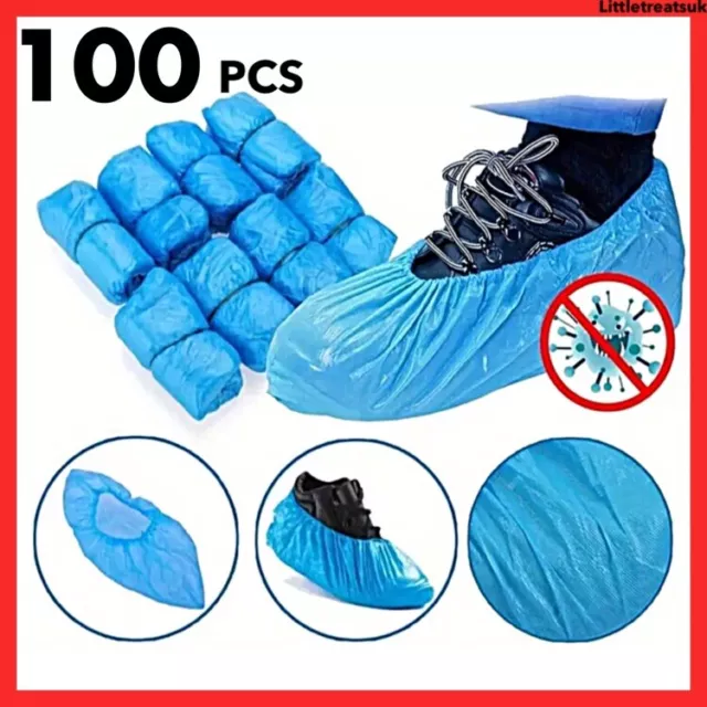 100 x SHOE PROTECTOR COVERS WATERPROOF,REUSABLE,DISPOSABLE, OVERSHOES BLUE COVER