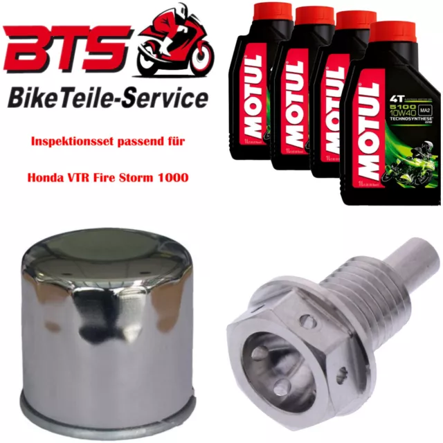 Sparset 4L Öl, Filter, Ablassschraube passend für Honda VTR Fire Storm 1000 c 45