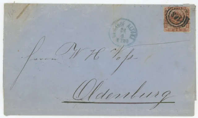 AD Schleswig-Holstein Bahnpost Brief Altona Oldenburg 1863 NS 163