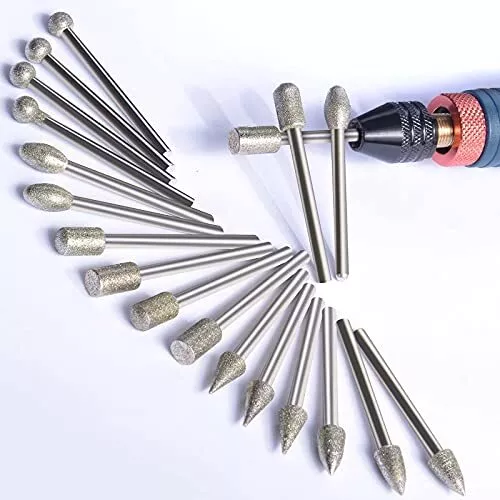 Set per intaglio in pietra, punte diamantate, 20 pezzi kit di lucidatura (D6O)
