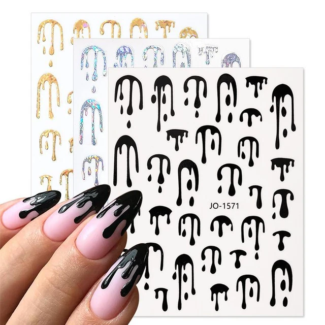 Calcomanías holográficas para arte en uñas - pegatinas para uñas estilo francés accesorios de manicura 1p