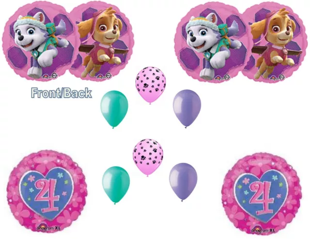 Skye and Everest 4th Flowers Happy Birthday Party Balloons Decoration Supplies